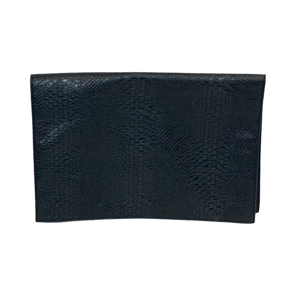 Express Oversized Envelope Clutch Faux Snakeskin Black - Picture 3 of 9
